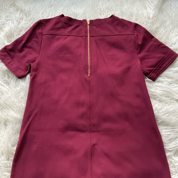 J. Crew Zipper Ponte Shift‎ Dress in Burgundy - Picture 8 of 9